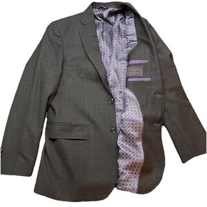 Ted Baker London Endurance Men's Wool Blend Blazer 40R Plaid Suit Jacket Stretch